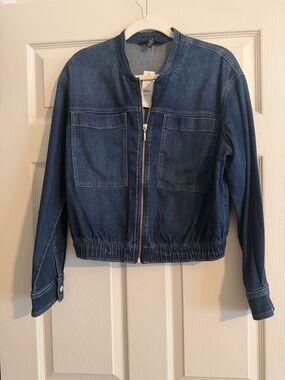 White House Black Market Indigo Denim Zip Jacket